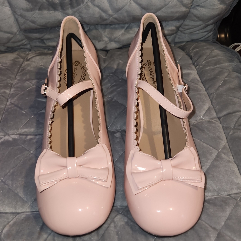 Blush pink mary jane dolly ballet shoes with bow